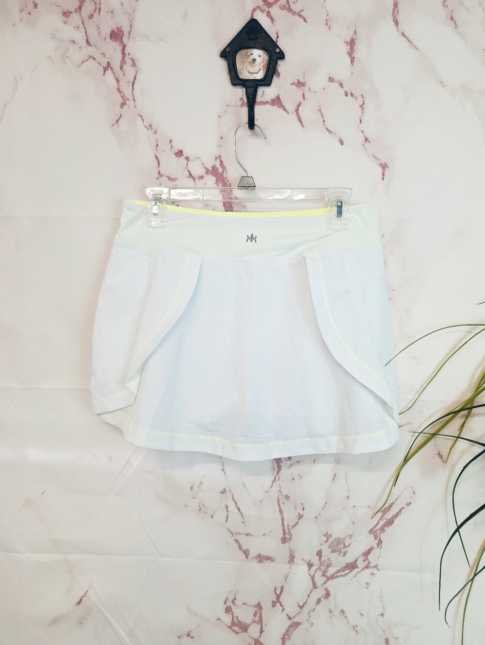 Kyodan White Athletic Golf Tennis Skort Neon Yellow Stitching Size Medium M - Picture 4 of 5